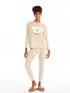 LC Waikiki Women's Embroidered Crew Neck Velvet Pajama Set